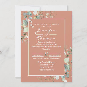 Terracotta et Faire-part de mariage Feuille verts