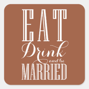 Terracotta Eten, Drinken en trouwen Bruiloft Vierkante Sticker