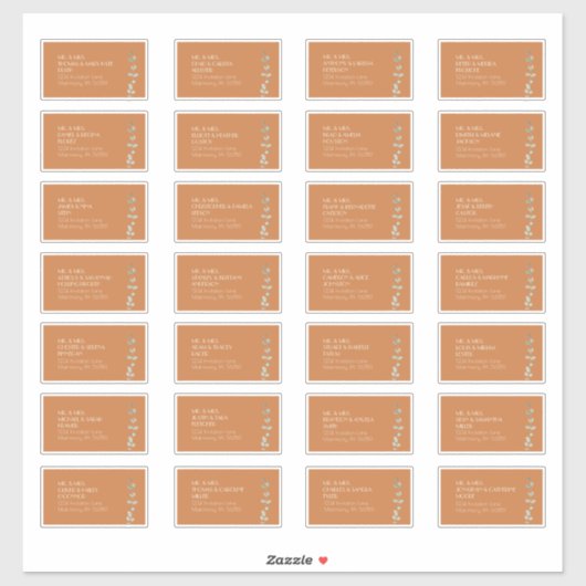 Terracotta Eucalyptus Deco Étiquette de adresse in (Feuille)