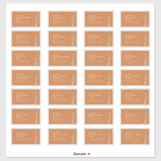 Terracotta Eucalyptus Deco Guest Address Label (Vel)