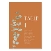 Terracotta Eucalyptus Déco Numéro de table Invités (Dos)