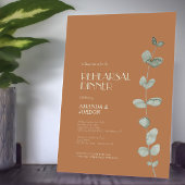 Terracotta Eucalyptus Deco Rehearsal Dinner Kaart