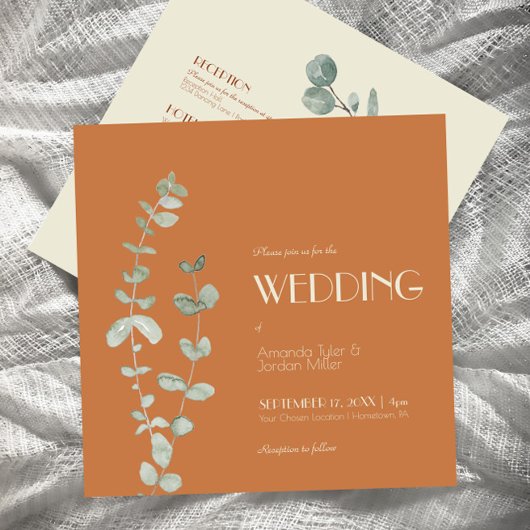 Terracotta Eucalyptus Deco Square All One Weddensc Kaart