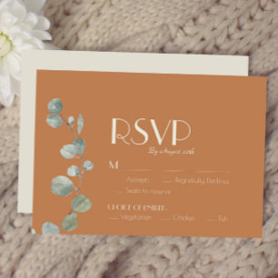Terracotta Eucalyptus Deco Wedding Meal Choice RSVP Kaartje