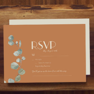 Terracotta Eucalyptus Deco Wedding Song Verzoek RSVP Kaartje