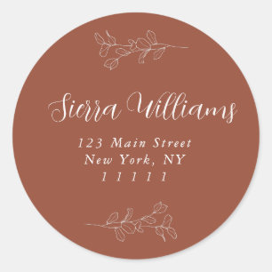 Terracotta Eucalyptus Rond retouradres Ronde Sticker