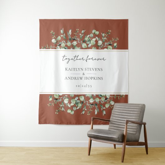 Terracotta Eucalyptus trouwt voor altijd samen Wandkleed (In situ)