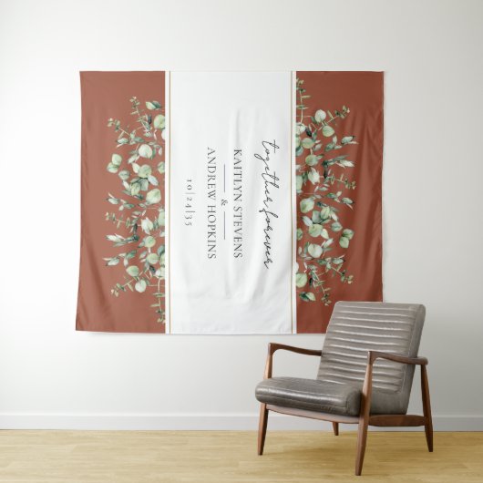 Terracotta Eucalyptus trouwt voor altijd samen Wandkleed (In Situ (horizontaal))