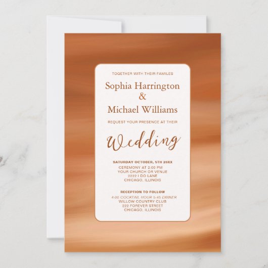 Terracotta Fall Autumn Wedding Invite QR Code  Kaart (Voorkant)