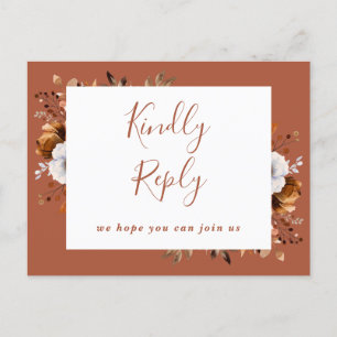Terracotta Fall Floral Chanson Demande RSVP Carte 
