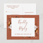 Terracotta Fall Floral Chanson Demande RSVP Carte (Devant / Derrière)