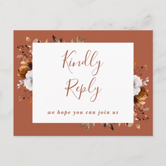 Terracotta Fall Floral Chanson Demande RSVP Carte (Devant)