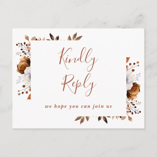 Terracotta Fall Floral Chanson Demande RSVP Carte (Devant)