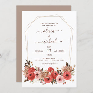 Terracotta Fall Wedding Floral herfst Kaart