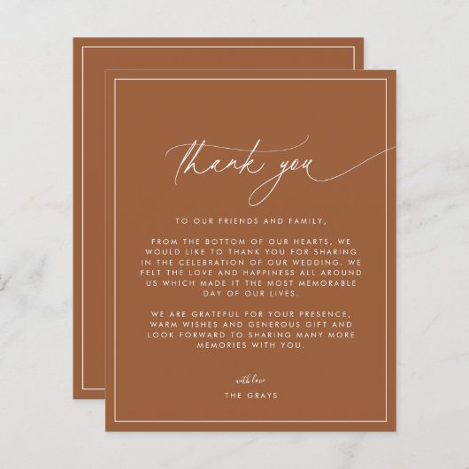 Terracotta Fall Wedding Hartelijk dank (Voorkant / Achterkant)