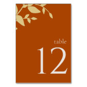 Terracotta Feuille moderne Mariage Numéro de table (Dos)