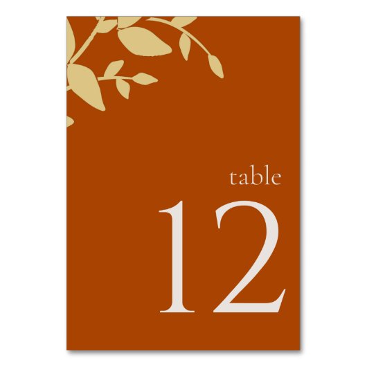 Terracotta Feuille moderne Mariage Numéro de table (Par défaut)