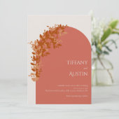 Terracotta Feuilles Clean Faire-part de mariage mo (Debout devant)