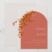 Terracotta Feuilles Clean Faire-part de mariage mo (Devant / Derrière)