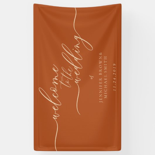 Terracotta Flag Welkom bij de bruiloft Spandoek (Verticaal)
