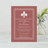 Terracotta Fleur de Lis Faire-part de mariage (Debout devant)