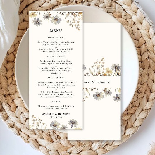 Terracotta Fleur sauvage Aquarelle Menu Floral