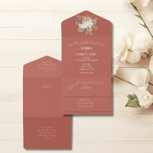 Terracotta Floral All In One Uitnodiging