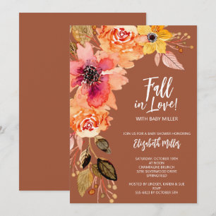 Terracotta Floral Baby shower Kaart