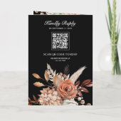 Terracotta Floral Black QR Code Wedding (Achterkant)