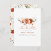 Terracotta Floral Boho Bewaar de datum Save The Date (Voorkant / Achterkant)