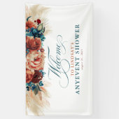 Terracotta Floral Boho Herfst Party Shower Welkom Spandoek (Verticaal)