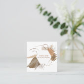 Terracotta Floral Boho Tropical Vierkante Visitekaartje (Staand voorkant)