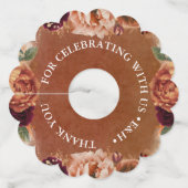 Terracotta Floral Boho Wedding Bedankt Wijnglaslabel (Voorkant)