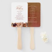 Terracotta Floral Boho Wedding Programme Handwaaier (Voorkant en achterkant)