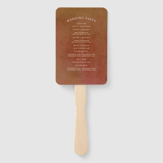 Terracotta Floral Boho Wedding Programme Handwaaier (Achterkant)