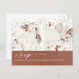 Terracotta Floral Boho Wedding RSVP Briefkaart
