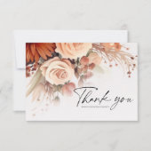 Terracotta Floral Botanical Modern Wedding Bedankkaart (Voorkant)