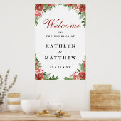 Terracotta Floral Bough Winter Wedding Welcome Poster (Keuken)