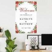 Terracotta Floral Bough Winter Wedding Welcome Poster (Thuiskantoor)