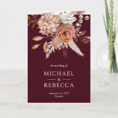 Terracotta Floral Burgundy QR Code Wedding (Voorkant)