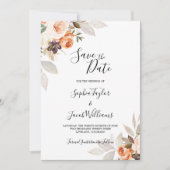 Terracotta Floral Burnt Sinaasappel Boho Fall Wedd Save The Date (Voorkant)