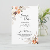 Terracotta Floral Burnt Sinaasappel Boho Fall Wedd Save The Date (Staand voorkant)