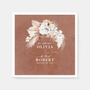 Terracotta Floral Elegant Boho Wedding Servet