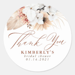 Terracotta Floral Exotic Boho Hartelijk dank Ronde Sticker