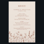 Terracotta Floral Fall Wildflower Wedding Menu<br><div class="desc">Add charm to your reception tables with this terracotta wildflower wedding menu card. Featuring delicate autumn florals and a clean layout,  it’s perfect for rustic,  outdoor,  or barn weddings. Customize with your food and drink details to suit your big day.</div>