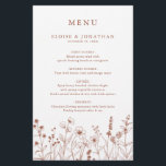Terracotta Floral Fall Wildflower Wedding Menu<br><div class="desc">Add charm to your reception tables with this terracotta wildflower wedding menu card. Featuring delicate autumn florals and a clean layout,  it’s perfect for rustic,  outdoor,  or barn weddings. Customize with your food and drink details to suit your big day.</div>