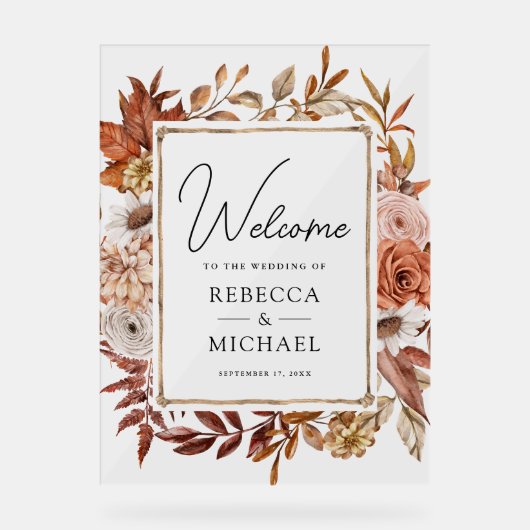 Terracotta Floral Frame Wedding Welcome (Recto)