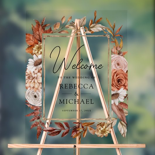 Terracotta Floral Frame Wedding Welcome (Neutre)