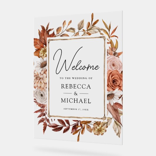 Terracotta Floral Frame Wedding Welcome (Angle)