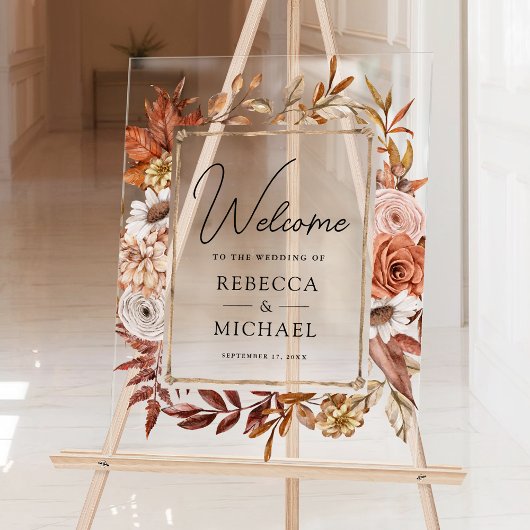 Terracotta Floral Frame Wedding Welcome